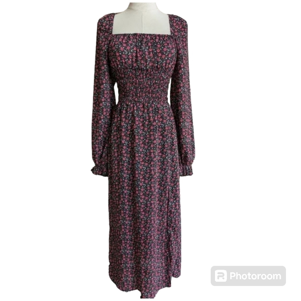 Floral Long Sleeve Midi Dress